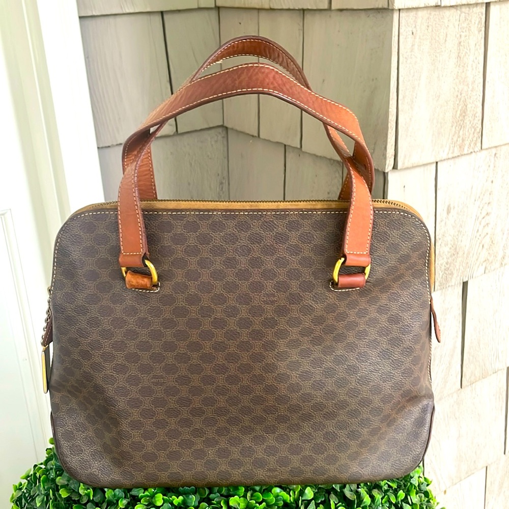 Celine Macadam vintage dome style monogrammed leather bag
